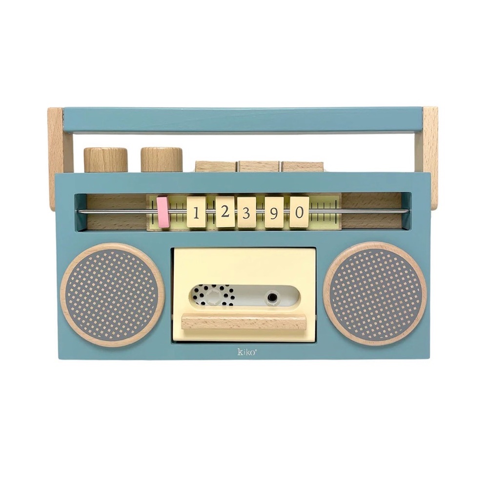Kiko & gg Retro Wooden Radio Toy in blue. records your voice and plays it back - Picture 7 of 7